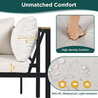 Ensemble de canapé d'angle en fer de 4 pièces pour patio extérieur avec table basse et étagère de rangement latérale