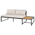 Ensemble de canapé d'angle en fer de 4 pièces pour patio extérieur avec table basse et étagère de rangement latérale