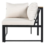Ensemble de canapé d'angle en fer de 4 pièces pour patio extérieur avec table basse et étagère de rangement latérale