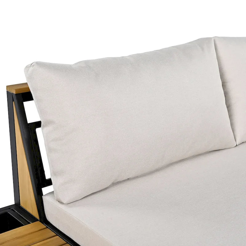 Ensemble de canapé d'angle en fer de 4 pièces pour patio extérieur avec table basse et étagère de rangement latérale