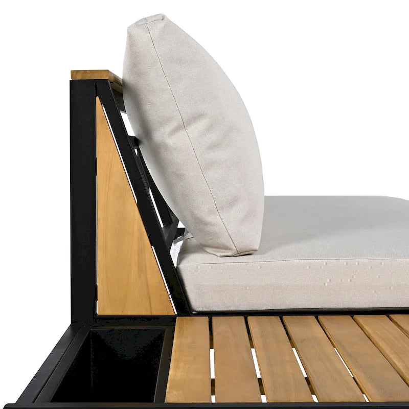 Ensemble de canapé d'angle en fer de 4 pièces pour patio extérieur avec table basse et étagère de rangement latérale