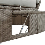 Lit de jour rond en rotin pour patio extérieur avec dossiers réglables et plateaux porte-gobelets pliables