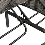 Lit de jour rond en rotin pour patio extérieur avec dossiers réglables et plateaux porte-gobelets pliables