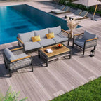 Ensemble de salon de jardin 4 pièces avec coussins et 1 table basse