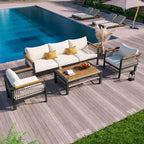 Ensemble de salon de jardin 4 pièces avec coussins et 1 table basse