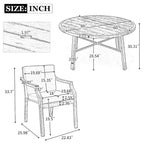 Ensemble de salle à manger d'extérieur en bois pour 4 personnes avec 1 trou pour parasol et coussins amovibles