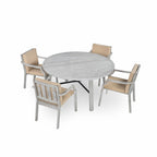 Ensemble de salle à manger d'extérieur en bois pour 4 personnes avec 1 trou pour parasol et coussins amovibles