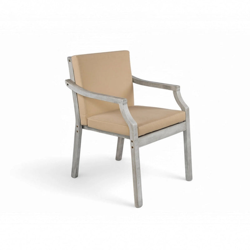 Ensemble de salle à manger d'extérieur en bois pour 4 personnes avec 1 trou pour parasol et coussins amovibles
