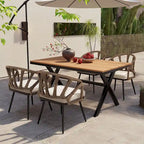 Ensemble d'extérieur contemporain avec chaises en rotin PE et table en bois composite