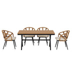 Ensemble d'extérieur contemporain avec chaises en rotin PE et table en bois composite