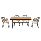 Ensemble d'extérieur contemporain avec chaises en rotin PE et table en bois composite