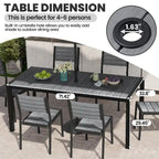 Ensemble de salle à manger d'extérieur 7 pièces – Table en aluminium avec trou pour parasol et chaises empilables