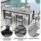 Ensemble de salle à manger d'extérieur 7 pièces – Table en aluminium avec trou pour parasol et chaises empilables
