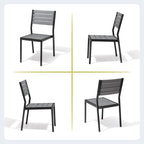 Ensemble de salle à manger d'extérieur 7 pièces – Table en aluminium avec trou pour parasol et chaises empilables