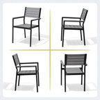 Ensemble de salle à manger d'extérieur 7 pièces – Table en aluminium avec trou pour parasol et chaises empilables