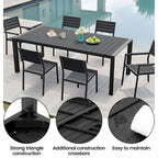 Ensemble de salle à manger d'extérieur 7 pièces – Table en aluminium avec trou pour parasol et chaises empilables