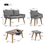 Ensemble de canapé de conversation d'extérieur 6 pièces en corde avec table de bar rafraîchissante en bois d'acacia et 2 tabourets