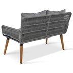 Ensemble de canapé de conversation d'extérieur 6 pièces en corde avec table de bar rafraîchissante en bois d'acacia et 2 tabourets