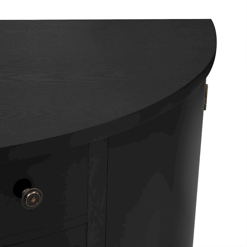 Meuble de rangement au design incurvé en placage de bois massif de frêne de Mandchourie, étagères réglables