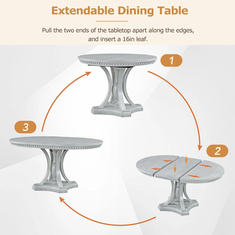 Ensembles de table et chaises de salle à manger extensibles Ensembles de table et chaises de salle à manger rustiques de style ferme avec rallonge manuelle pour cuisine