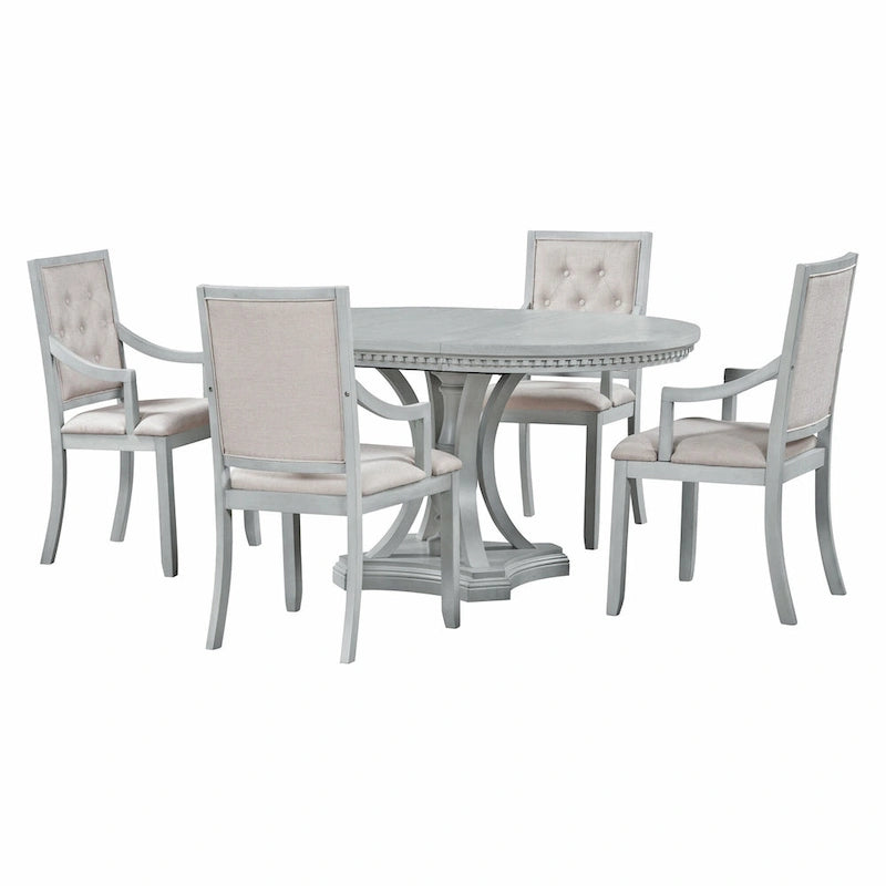Ensembles de table et chaises de salle à manger extensibles Ensembles de table et chaises de salle à manger rustiques de style ferme avec rallonge manuelle pour cuisine