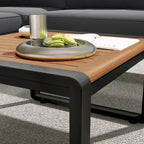 Ensemble de canapé d'angle en fer en L 4 pièces avec coussins et table