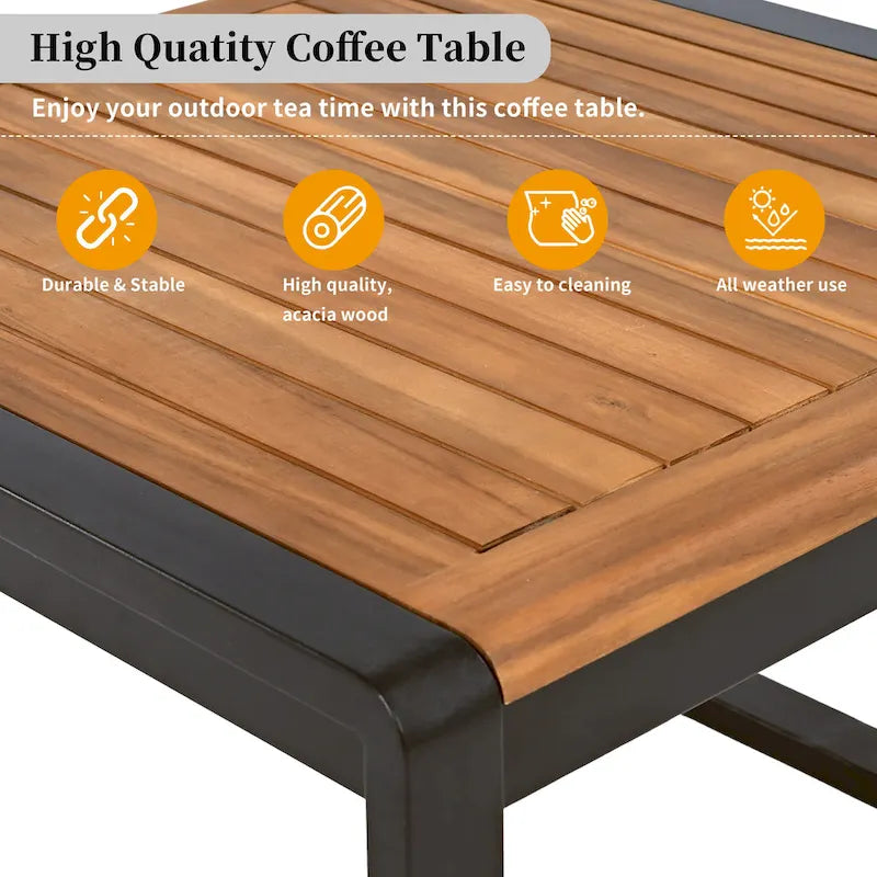 Ensemble de canapé d'angle en fer en L 4 pièces avec coussins et table