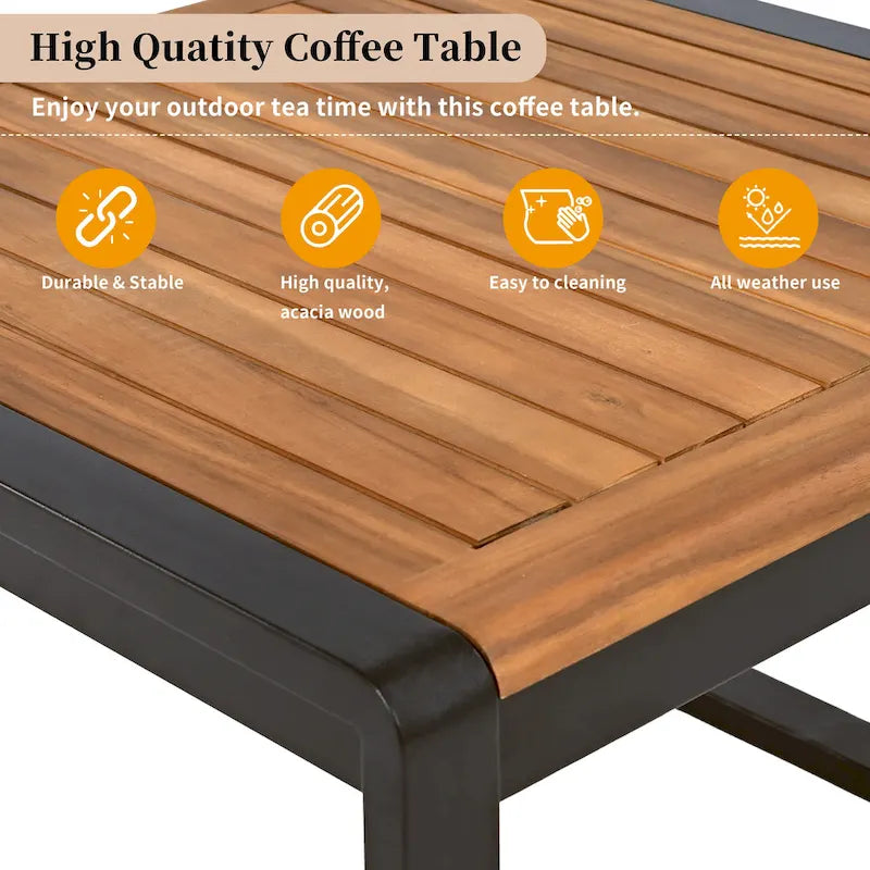Ensemble de canapé d'angle en fer en L 4 pièces avec coussins et table