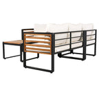 Ensemble de canapé d'angle en fer en L 4 pièces avec coussins et table