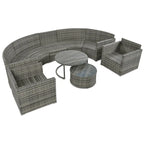 Ensemble de patio demi-lune 9 pièces avec table gigogne et fauteuils