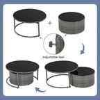 Ensemble de patio demi-lune 9 pièces avec table gigogne et fauteuils