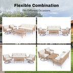 Ensemble de 4 canapés de conversation en rotin avec fauteuils pivotants et table