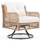 Ensemble de 4 canapés de conversation en rotin avec fauteuils pivotants et table