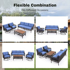 Ensemble de 4 canapés de conversation en rotin avec fauteuils pivotants et table