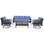 Ensemble de 4 canapés de conversation en rotin avec fauteuils pivotants et table