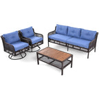 Ensemble de 4 canapés de conversation en rotin avec fauteuils pivotants et table