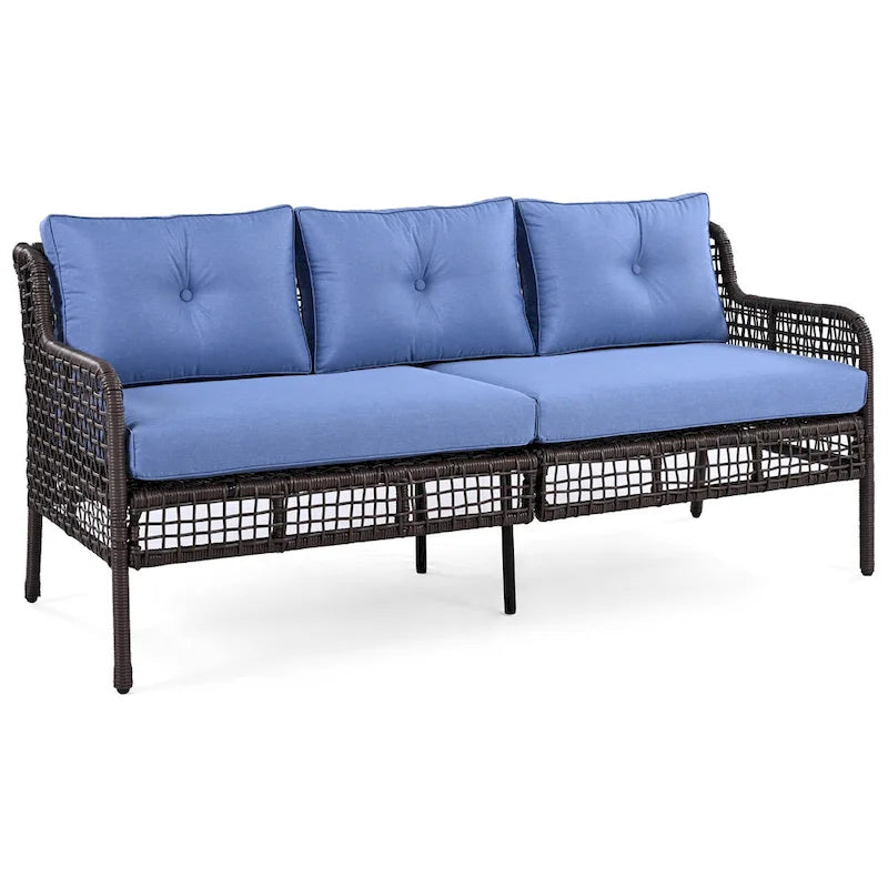 Ensemble de 4 canapés de conversation en rotin avec fauteuils pivotants et table