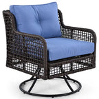 Ensemble de 4 canapés de conversation en rotin avec fauteuils pivotants et table