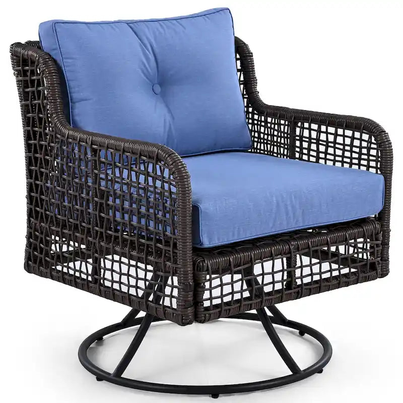 Ensemble de 4 canapés de conversation en rotin avec fauteuils pivotants et table