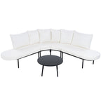 Ensemble de canapés d'angle incurvés en fer avec table et coussins