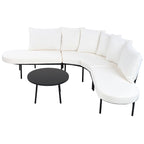 Ensemble de canapés d'angle incurvés en fer avec table et coussins
