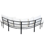 Ensemble de canapés d'angle incurvés en fer avec table et coussins