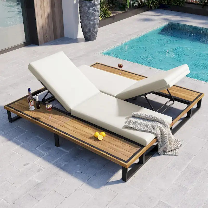 Lot de 2 chaises longues d'extérieur