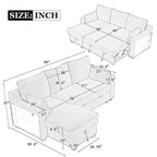 Canapé d'angle convertible en L avec rangement, 2 oreillers et port USB pour salon