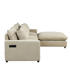 Canapé d'angle convertible en L avec rangement, 2 oreillers et port USB pour salon