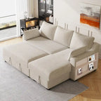 Canapé d'angle convertible en L avec rangement, 2 oreillers et port USB pour salon