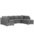 Canapé d'angle convertible en L avec rangement, 2 oreillers et port USB pour salon