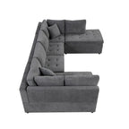 Canapé d'angle convertible en L avec rangement, 2 oreillers et port USB pour salon