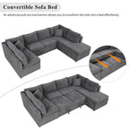 Canapé d'angle convertible en L avec rangement, 2 oreillers et port USB pour salon