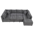 Canapé d'angle convertible en L avec rangement, 2 oreillers et port USB pour salon